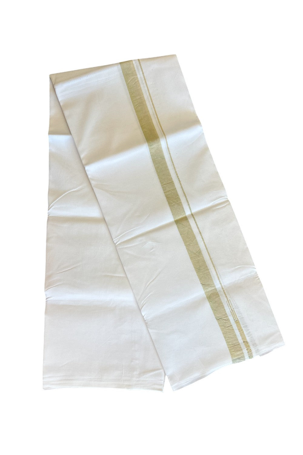 26% DISCOUNT!! KaithariKada Balaramapuram 100% Cotton PURE WHITE Single Mundu/Dhoti-100x100  Puliyilakkara Gold kasavu Shaded chutty - 18KK5043ASH