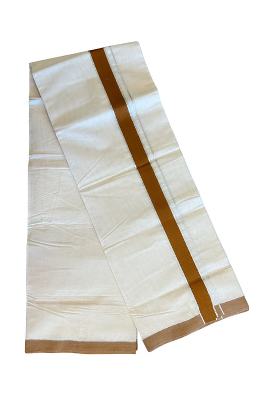 20% Discount KaithariKada Balaramapuram 100% Cotton Double Off white - (Unbleached) - Mundu/Dhoti-100x80 - 1.75 inch  Silver Kasavu &  Brown Kara (8 Muzham)-115