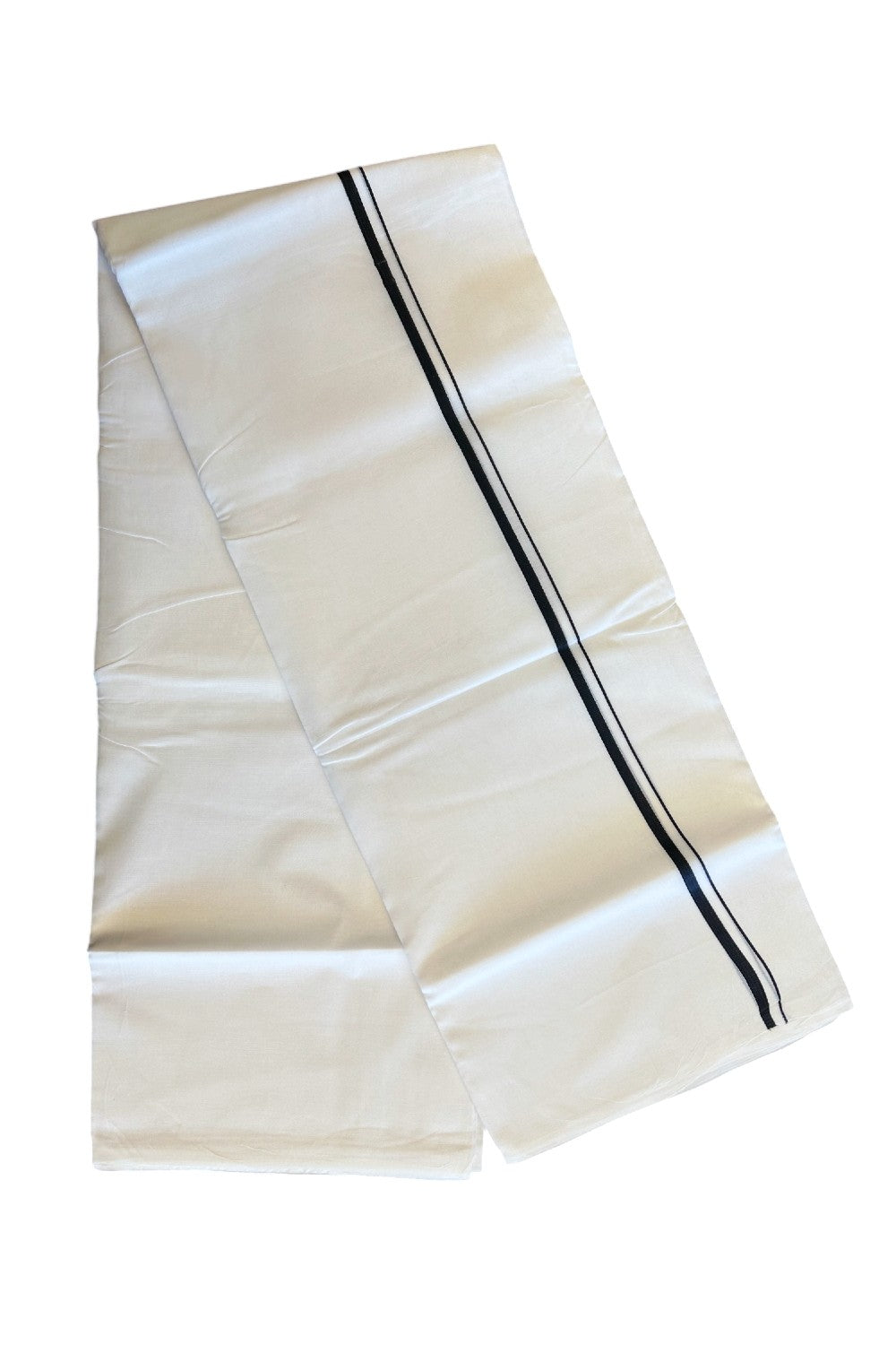 10% DISCOUNT ! KaithariKada Balaramapuram 100% Cotton Double Pure white Mundu/Dhoti-100X100- 1.5 cm Black Kara - 18KK5067KK