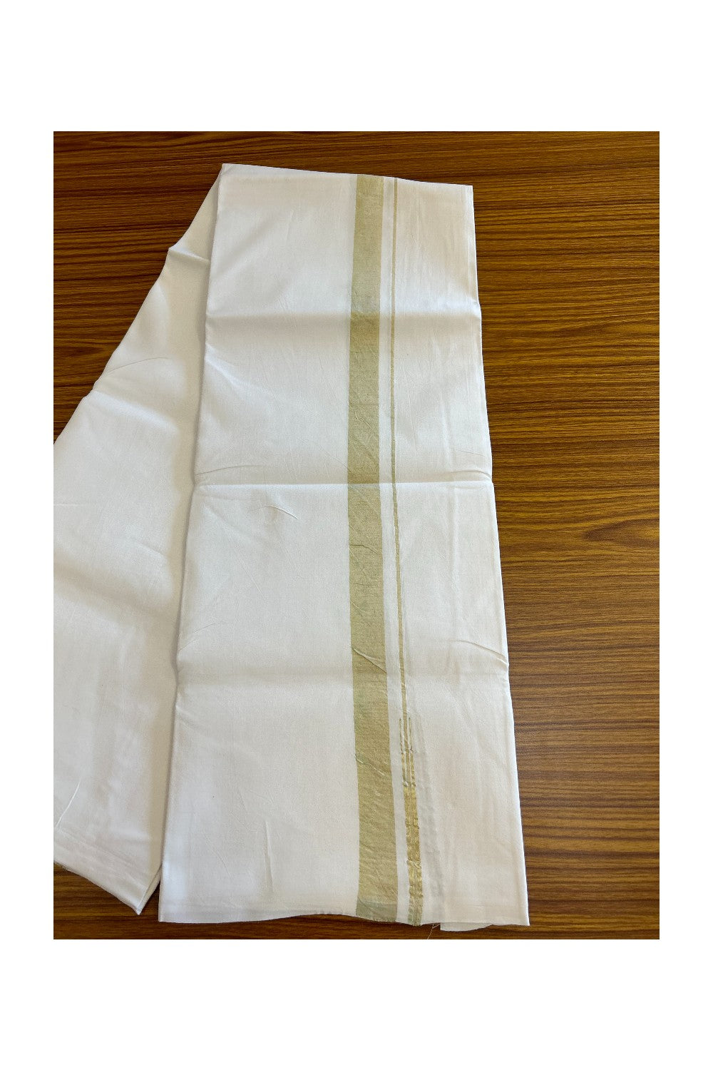 26% DISCOUNT!! KaithariKada Balaramapuram 100% Cotton PURE WHITE Single Mundu/Dhoti-100x100  Puliyilakkara Gold kasavu Shaded chutty - 18KK5043ASH