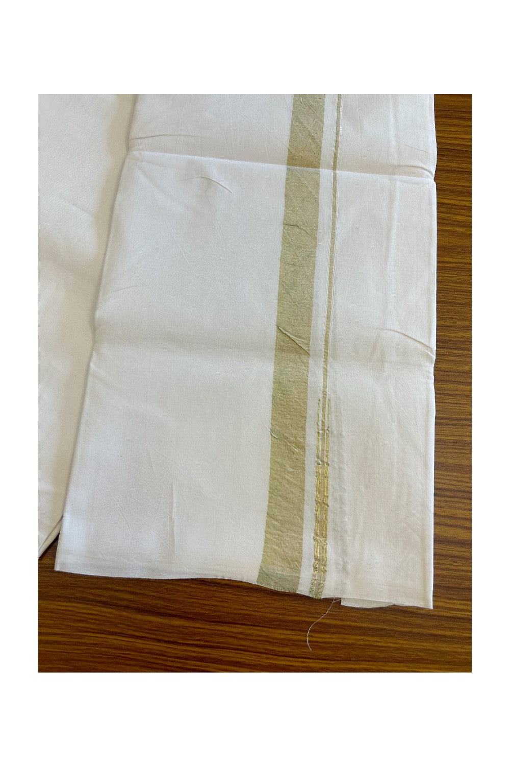 26% DISCOUNT!! KaithariKada Balaramapuram 100% Cotton PURE WHITE Single Mundu/Dhoti-100x100  Puliyilakkara Gold kasavu Shaded chutty - 18KK5043ASH