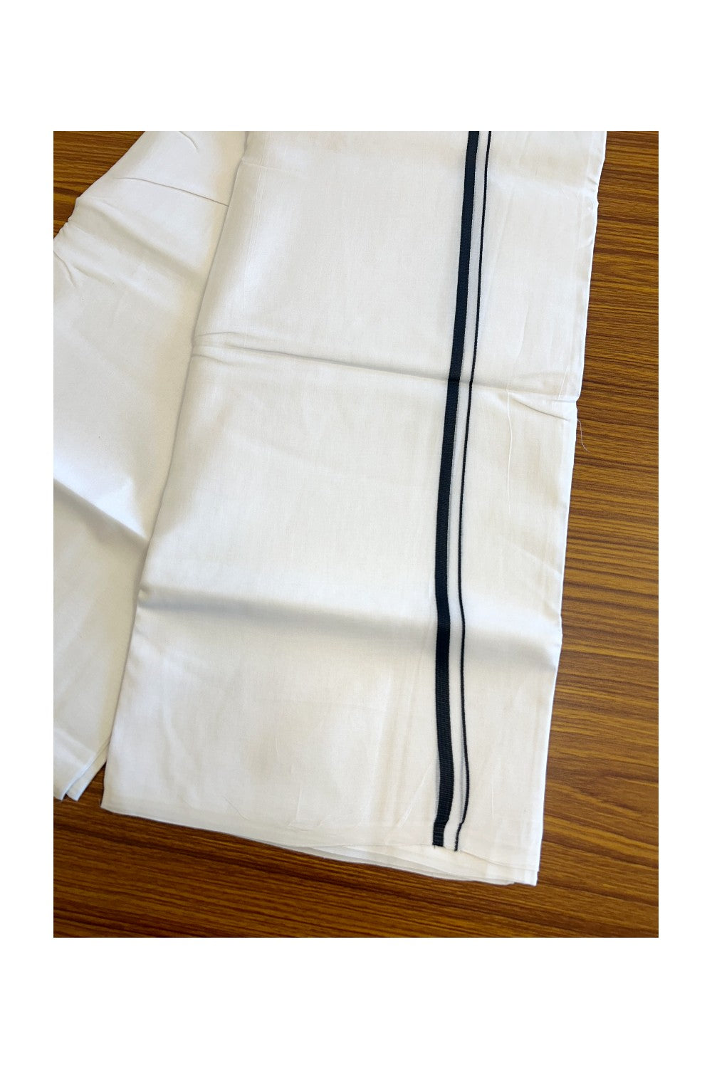 10% DISCOUNT ! KaithariKada Balaramapuram 100% Cotton Double Pure white Mundu/Dhoti-100X100- 1.5 cm Black Kara - 18KK5067KK