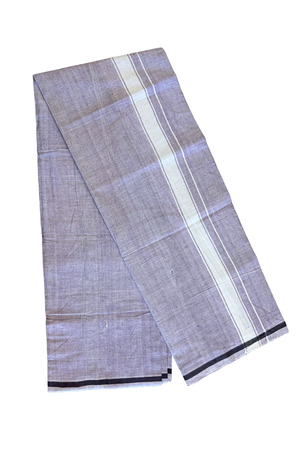 10% DISCOUNT ! KaithariKada Kalamachal 100% Pure Cotton - (80X80) Twisted Thread Handloom Single Mundu/Dhoti - Violet COLOUR  BODY & White stripes 4.5 cm Kara- 19KK479KAL