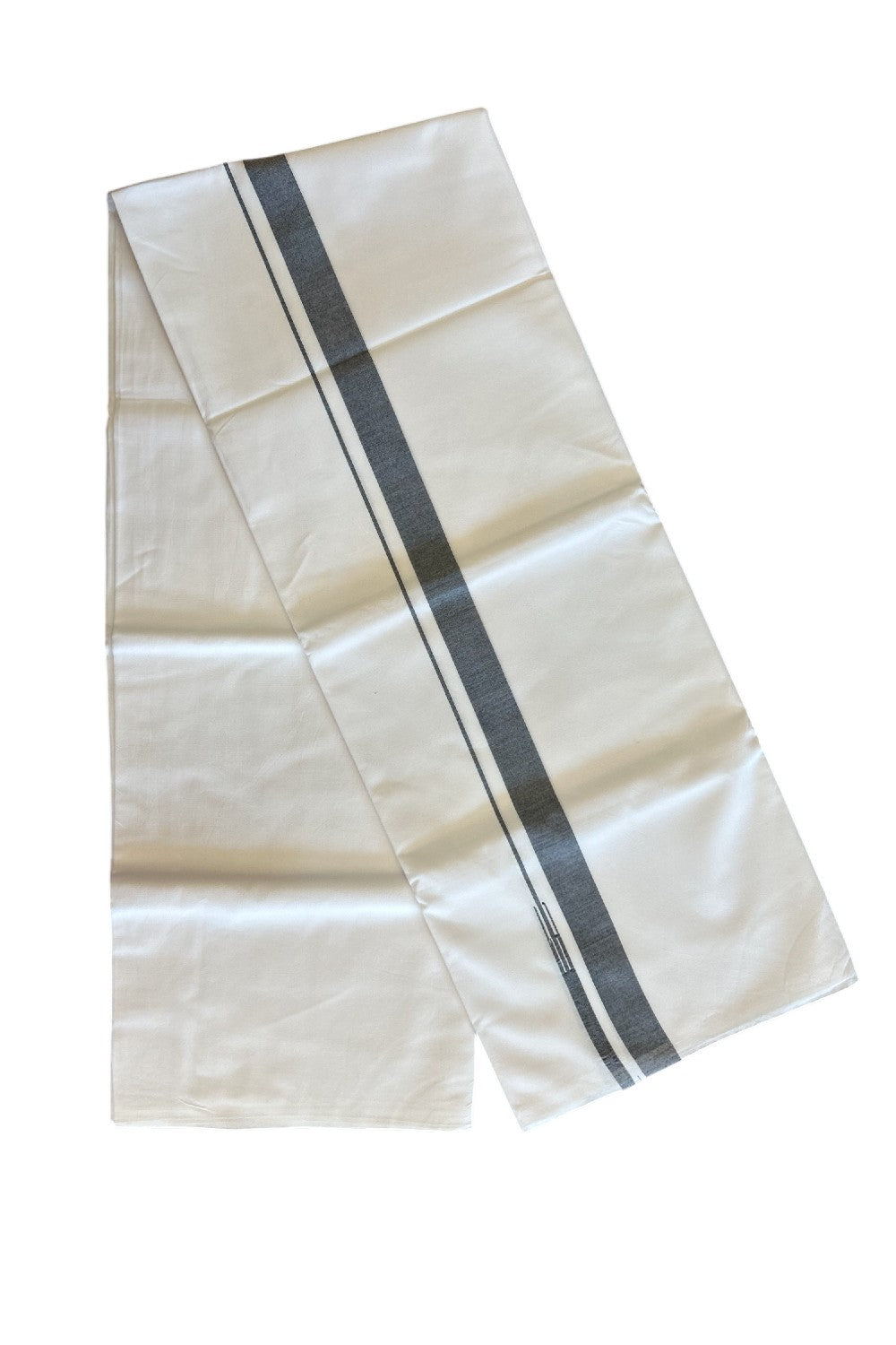 30% DISCOUNT!! KaithariKada Balaramapuram 100% Cotton PURE WHITE Single Mundu/Dhoti-100x100  Puliyilakkara Black Shaded chutty - 19KK5043ASH