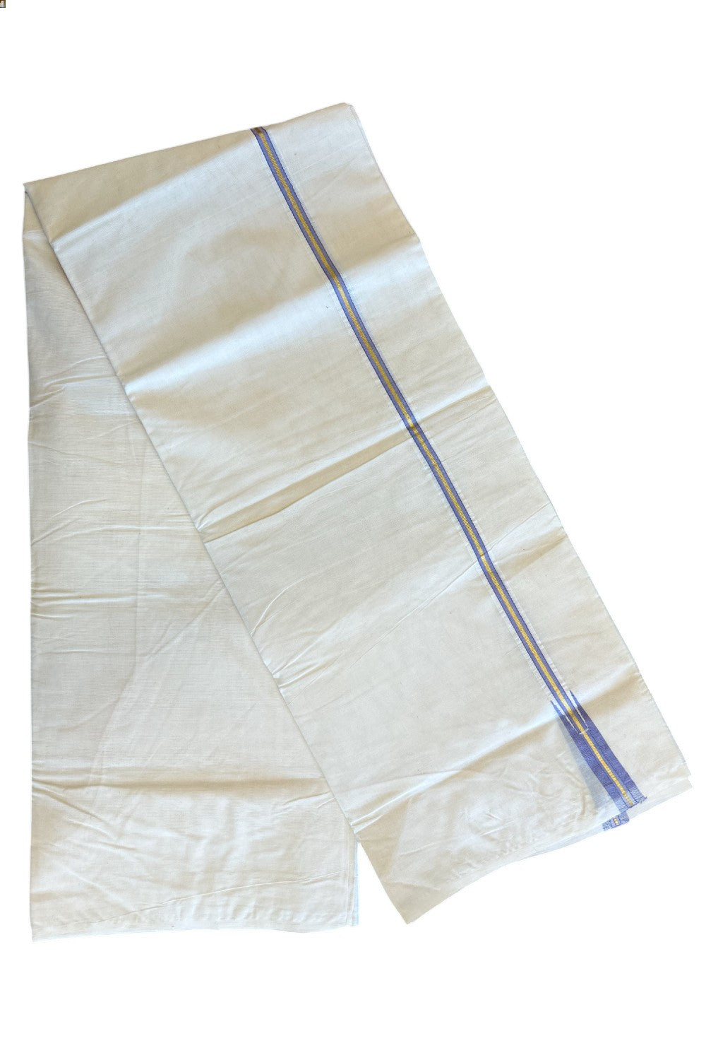 32% Discount! KaithariKada Balaramapuram 100% Cotton Off White - (Unbleached)- Double Mundu/Dhoti-100x100  1.5cm Violet Light Chutty Kara - 108