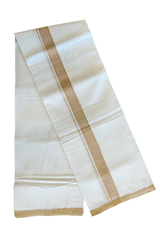 10% DISCOUNT! KaithariKada Balaramapuram Handloom 100% Cotton Double Off white - (Unbleached)  Mundu/Dhoti-100X100- 1.75  inch SAND BROWN   Kara-59.