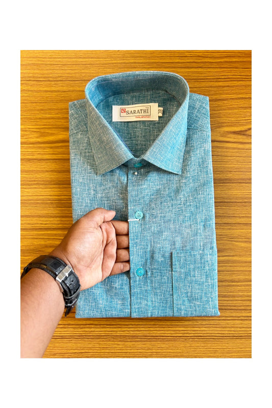 NEW !! Kaitharikada-  Cotton Mix Blue Sarathi  Full Sleeve Shirt.- 19KK445SAR.