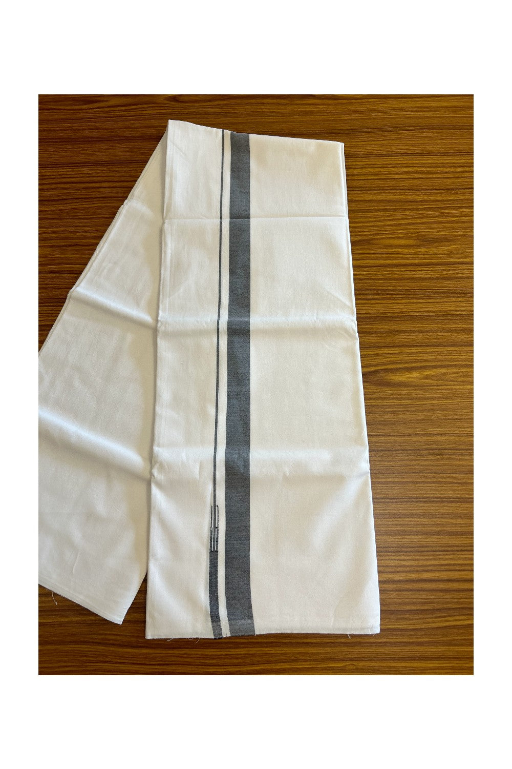 30% DISCOUNT!! KaithariKada Balaramapuram 100% Cotton PURE WHITE Single Mundu/Dhoti-100x100  Puliyilakkara Black Shaded chutty - 19KK5043ASH