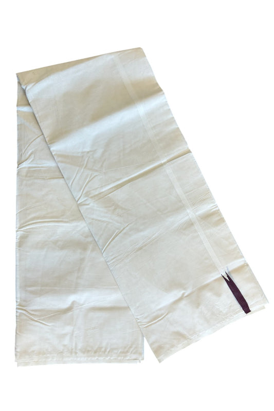 21% DISCOUNT! KaithariKada Balaramapuram 100% Cotton Double Off white - (Unbleached) - Mundu/Dhoti-100x100 - 1 cm Chutty Puliyilakkara COFFEE BROWN Kara - 39