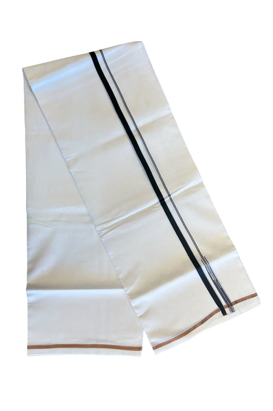 19% DISCOUNT!!  KaithariKada Balaramapuram 100% Cotton PURE WHITE Double Mundu/Dhoti-100x100 1 cm Puliyilakkara Black Chutty Kara - 2KK5066KK