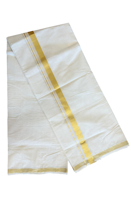 19% Discount !! KaithariKada HANDLOOM millpaav Balaramapuram - 100% PURE Cotton OFF White Double - (Unbleached)  Mundu/Dothi - 1.75  inch Kasavu Kara 4.5 Meters (10 Muzham) - 2KK5081RAM