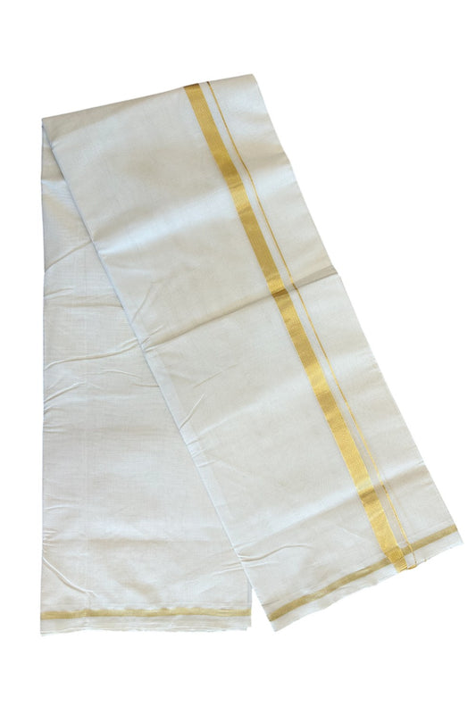 19% Discount !! KaithariKada HANDLOOM Millpaav Balaramapuram - 100% PURE Cotton Off white (Unbleached) Double Mundu/Dhoti - 1.25 inch Kasavu Kara - 2KK5082RAM