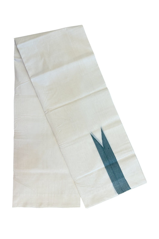 37% Discount !! KaithariKada HANDLOOM Unakkupaav Balaramapuram - 100% PURE Cotton Off White - (Unbleached) Double Mundu/Dhoti - 100x100 - 1.75 Inch Green Chutty Kara- 2KK5141ABH