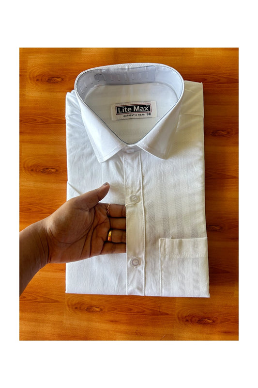 NEW!! Kaitharikada- 100% Cotton PURE WHITE  Striped Authentic Half Sleeve shirt - 2KK6000AUTH