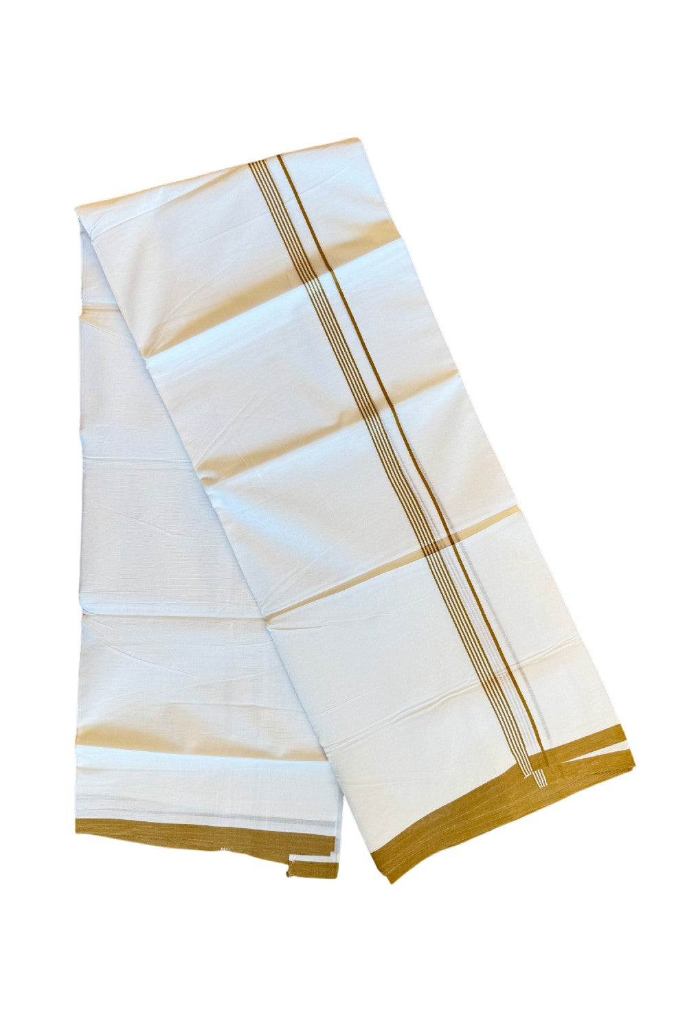 26% DISCOUNT!!! KaithariKada Balaramapuram 100% Cotton Double PURE white Mundu/Dhoti-100x100  1 Inch BROWN Striped kara - 2KK84CEE