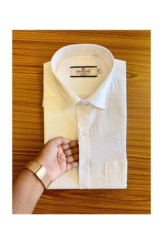 10% DISCOUNT! NEW!! Kaitharikada - Cotton PURE WHITE SARATHI Striped Full Sleeve shirt - 2KKQ6003SAR