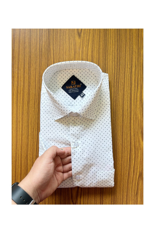 10% DISCOUNT! NEW!! Kaitharikada - Cotton PURE WHITE SARATHI The Original Quality Clothing PRINTED HALF Sleeve shirt - 2KKT6004SAR