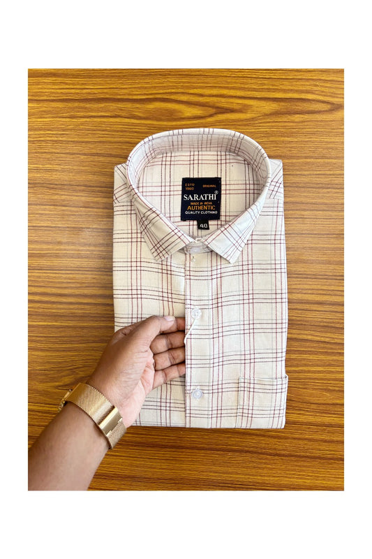 10% DISCOUNT !!NEW !! Kaitharikada - 100% Pure Cotton MULTICOLOUR  Sarathi Authentic Quality Clothing FULL Sleeve Check Shirt.- 2KKV6008SAR