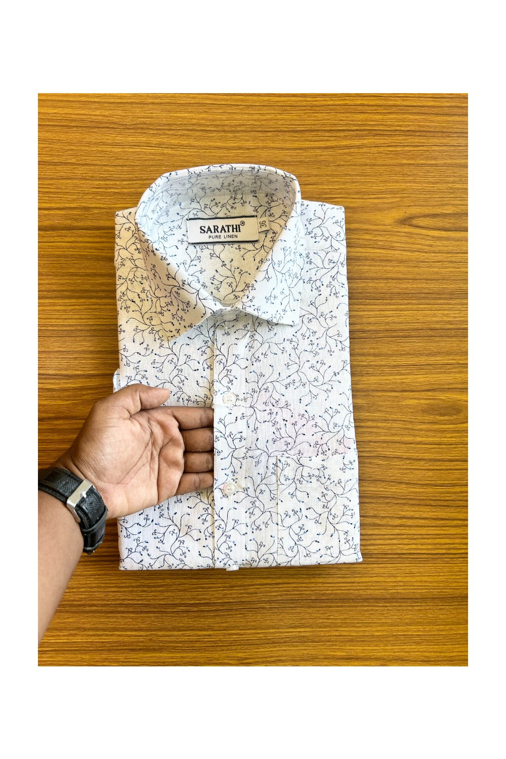 NEW !! Kaitharikada- 100% Pure  Linen White Sarathi HALF Sleeve Shirt.- 2KK444SAR.