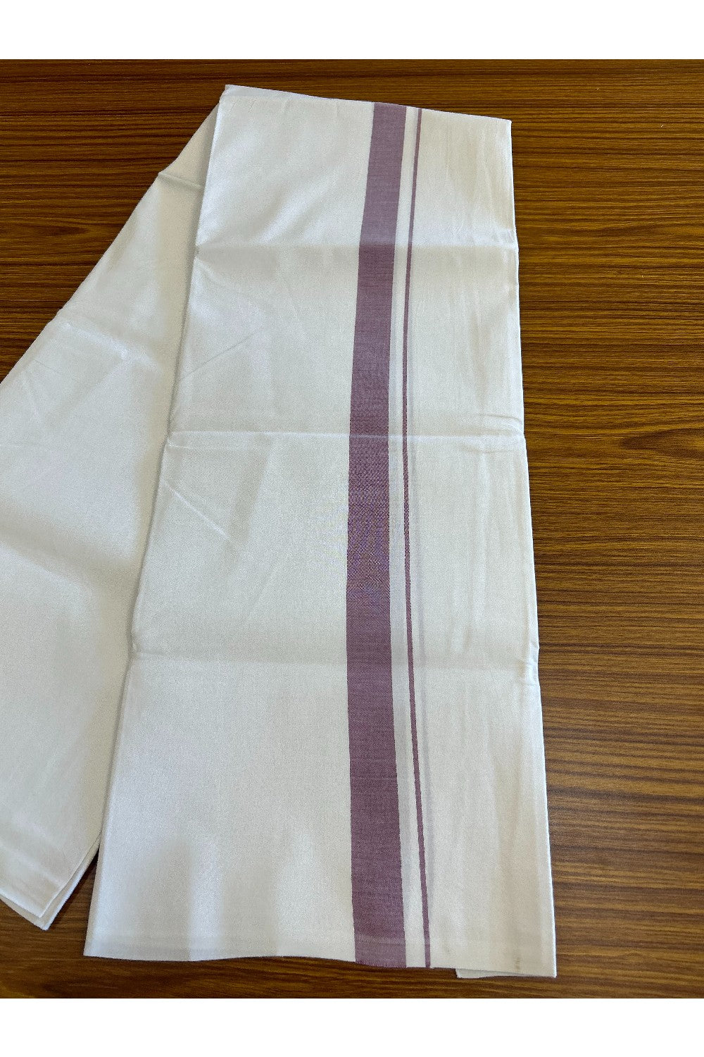 28% DISCOUNT! KaithariKada Balaramapuram 100% Cotton Pure WHITE Single Mundu/Dhoti-100s 1.5 inch Purple kara- 2KK5043ASH