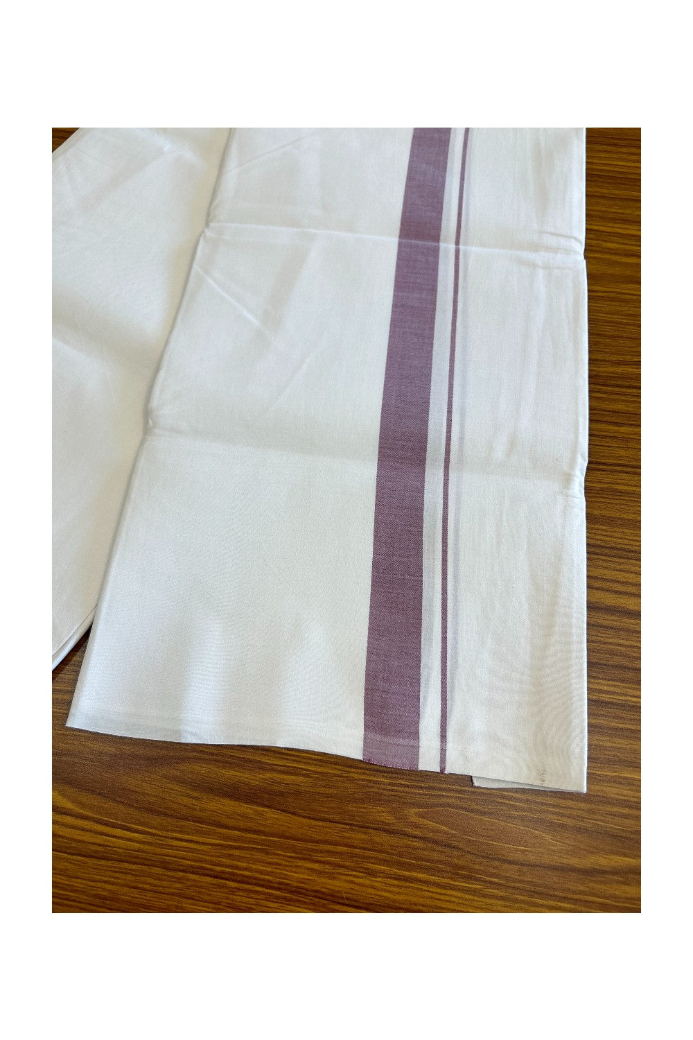 28% DISCOUNT! KaithariKada Balaramapuram 100% Cotton Pure WHITE Single Mundu/Dhoti-100s 1.5 inch Purple kara- 2KK5043ASH