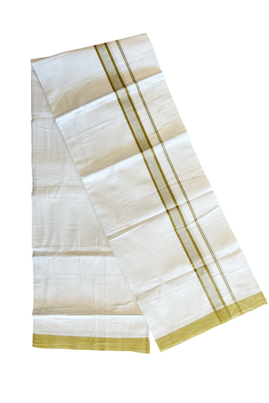 8% Discount ! Kaitharikada Balaramapuram 100% Cotton PURE WHITE SINGLE Mundu/Dothi- 2 inch Sand Brown Kara -20KK5032GAN