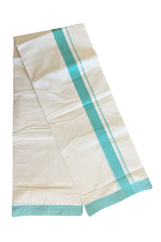 15% Discount KaithariKada Balaramapuram 100% Cotton Double Off white - (Unbleached) - Mundu/Dhoti-100x100 - 2 inch Turquoise Green Kara - 2