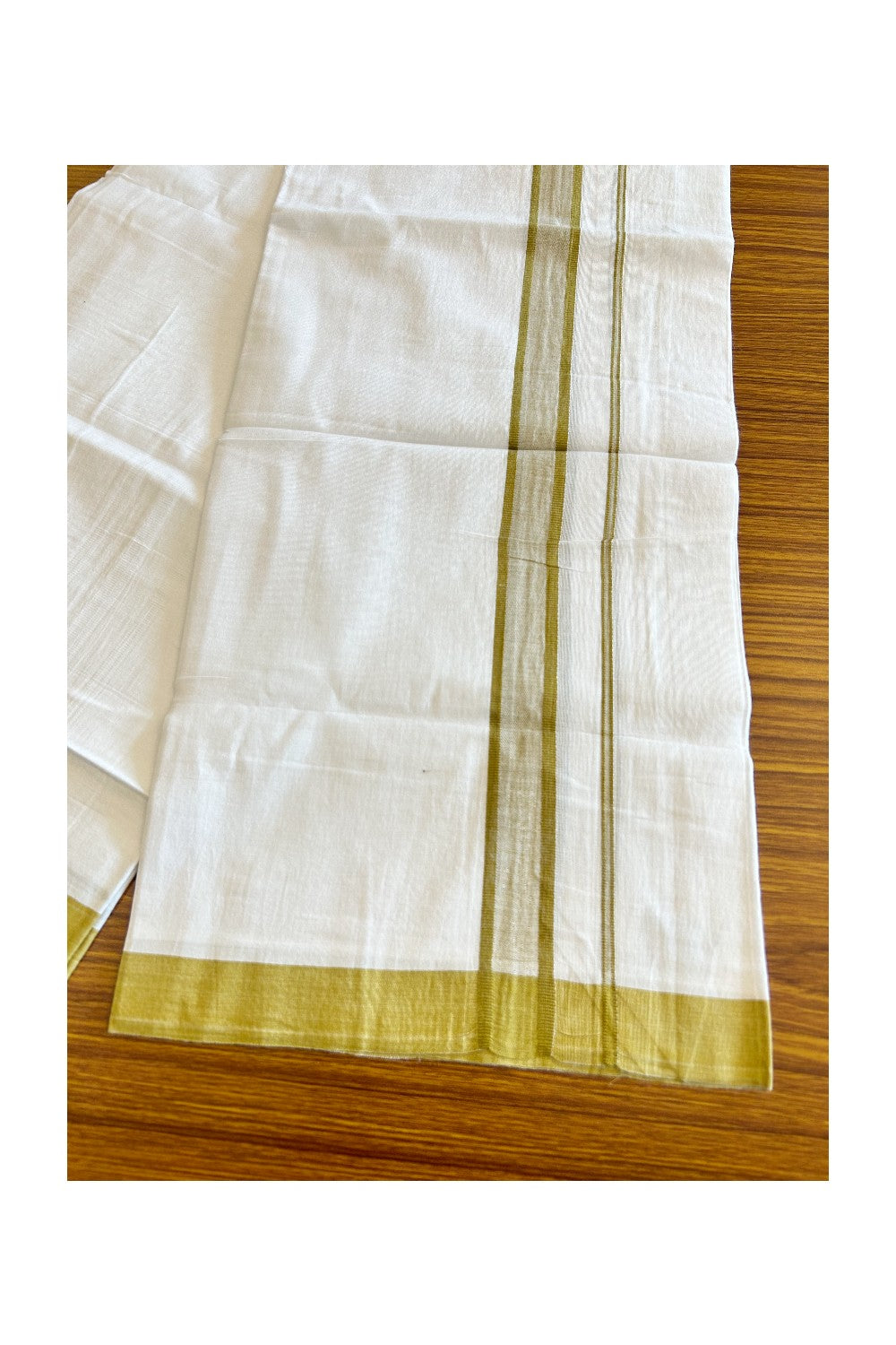 8% Discount ! Kaitharikada Balaramapuram 100% Cotton PURE WHITE SINGLE Mundu/Dothi- 2 inch Sand Brown Kara -20KK5032GAN