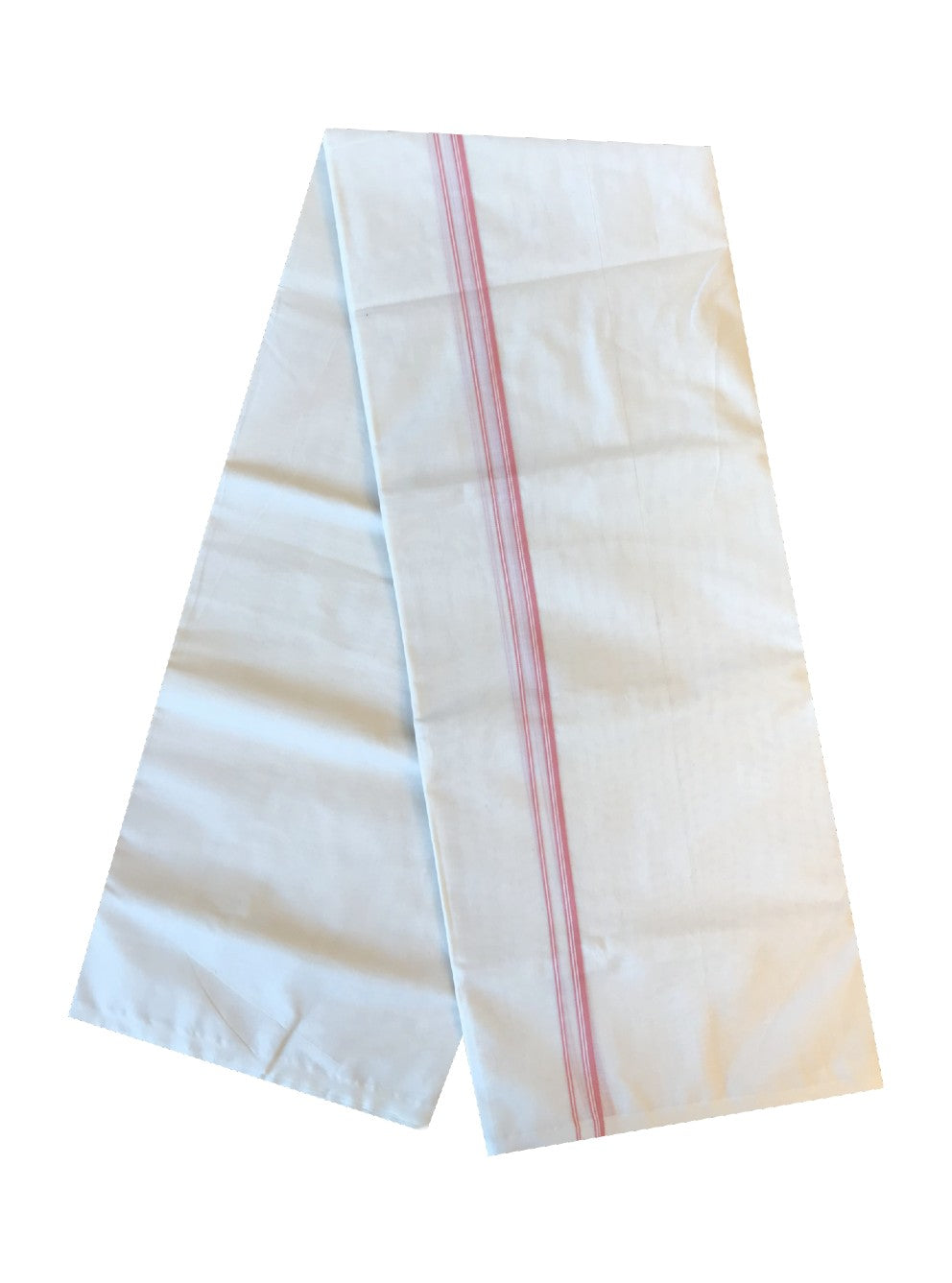 33% DISCOUNT! KaithariKada Balaramapuram 100% Cotton Double Off white Mundu/Dhoti-100x100 PEACH 2.cm Thin Kara- 2.