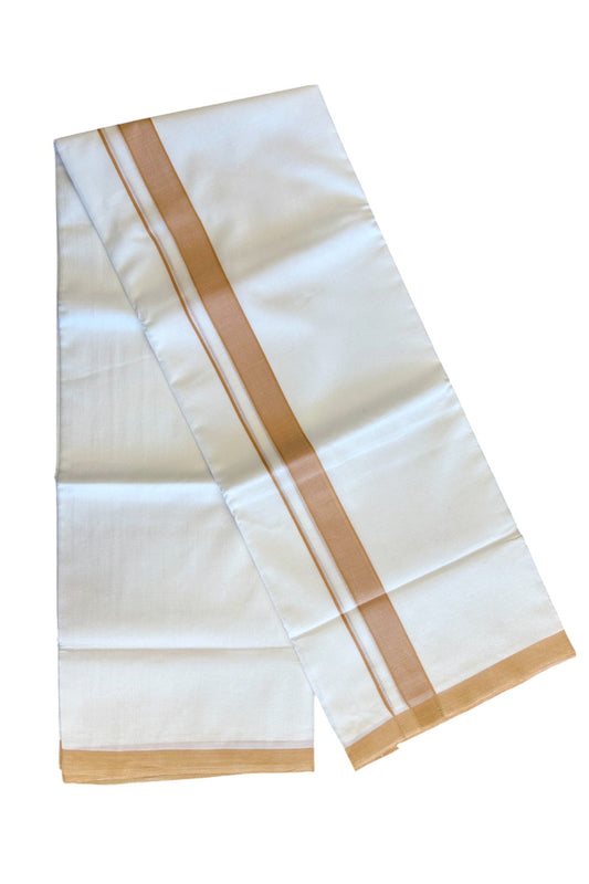 15% KaithariKada 100% PURE Cotton Balaramapuram HANDLOOM Pure white Double Mundu/Dhoti - 1.75 inch Orange Yellow Shaded Kara - 22KK5067KK