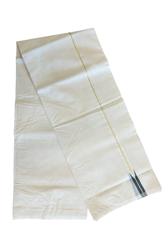 8% DISCOUNT!! KaithariKada Balaramapuram 100% Cotton Off White Double - (Unbleached) - Mundu/Dhoti - 100x100 2.cm Chutty Kasavu & Black - 57