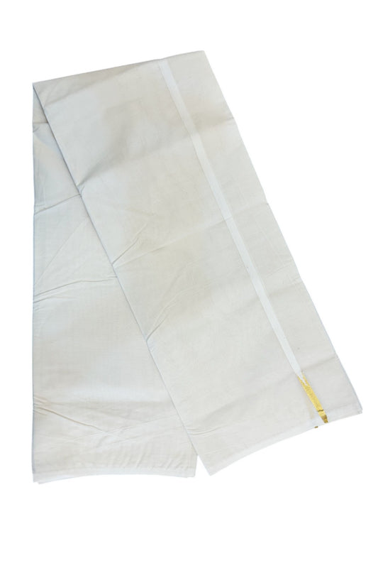 20% DISCOUNT! KaithariKada Balaramapuram 100% Cotton Double Off white - (Unbleached) - Mundu/Dhoti-100x100 - 1.5cm  Puliyilakkara Chutty Kasavu Kara - 46