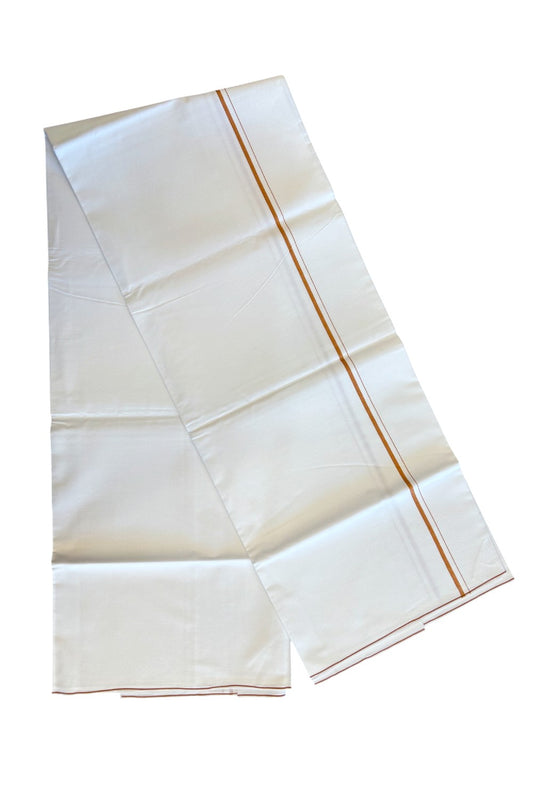 20% DISCOUNT ! KaithariKada Balaramapuram 100%  COTTON SINGLE PURE WHITE Mundu/Dhoti-100X100 - 1 cm Saffron Orange thin kara (2 meter / 4 muzham)- 25KK5067KK