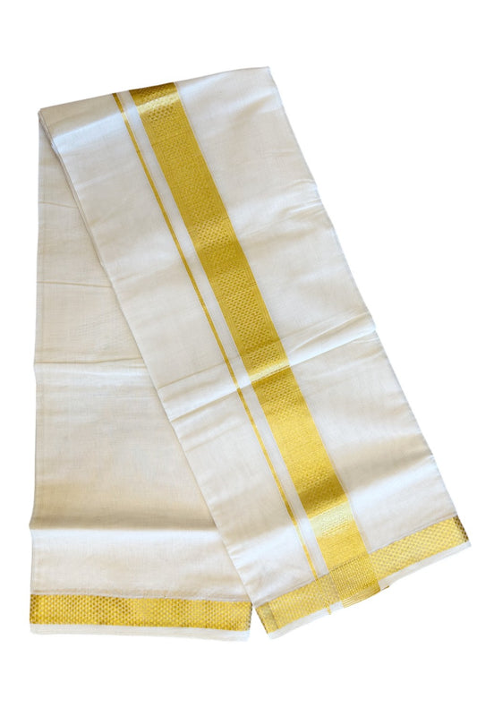 21% Discount KaithariKada HANDLOOM UNAKKUPAAV Balaramapuram - 100% PURE Cotton Double Mundu/Dhoti - 2.75inch Kasavu Square Design-99