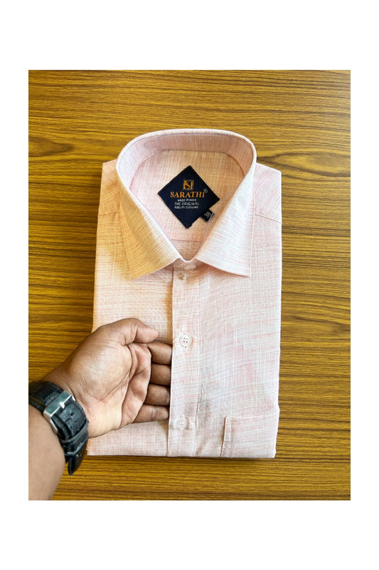 NEW !! Kaitharikada- 100% Pure Cotton  Pink White Shade Striped  Sarathi The Orginal Quality Clothing  Full Sleeve Shirt.- 26KK445SAR