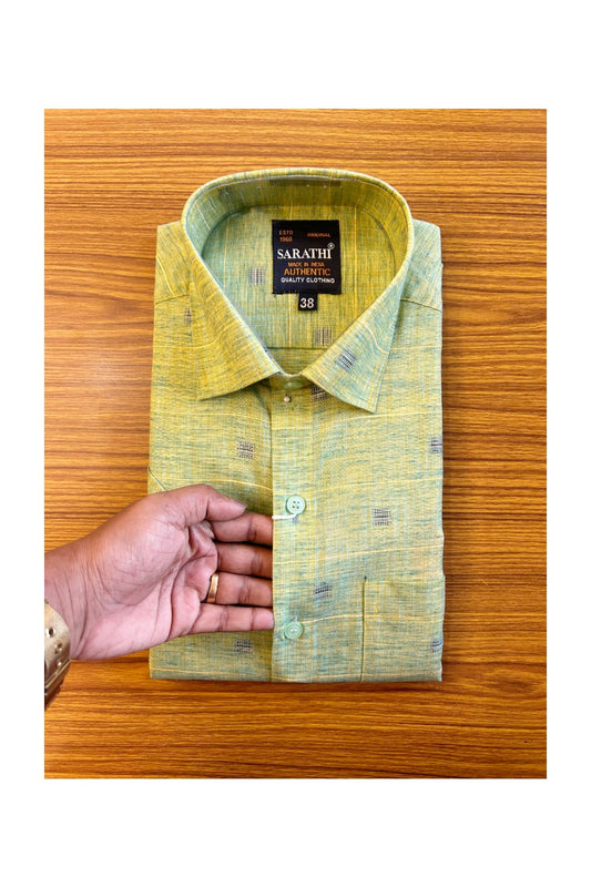 NEW !! Kaitharikada- 100% Pure Cotton Light Green Sarathi Authentic Quality Clothing HALF Sleeve Shirt.- 26KK444SAR