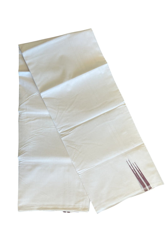 NEW!!19% DISCOUNT !!!  KaithariKada Balaramapuram 100% Cotton PURE WHITE Double Mundu/Dhoti-100x100  0.75cm Puliyilakkara Brown Double Chutty - KK16DOT004