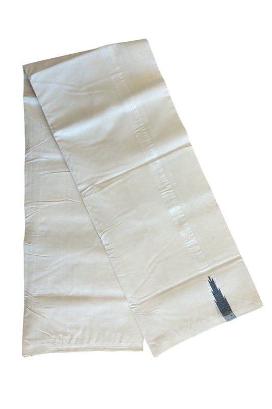 21% DISCOUNT!! KaithariKada HANDLOOM Millpaav Balaramapuram - 100% PURE Cotton OFF White (Unbleached) Double Mundu/Dothi - Black temple chutty - 25KK203RAM