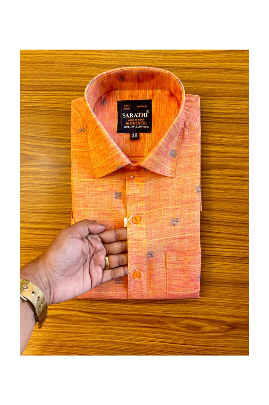 NEW !! Kaitharikada- 100% Pure Cotton Orange Sarathi Authentic Quality Clothing HALF Sleeve Shirt.- 29KK444SAR