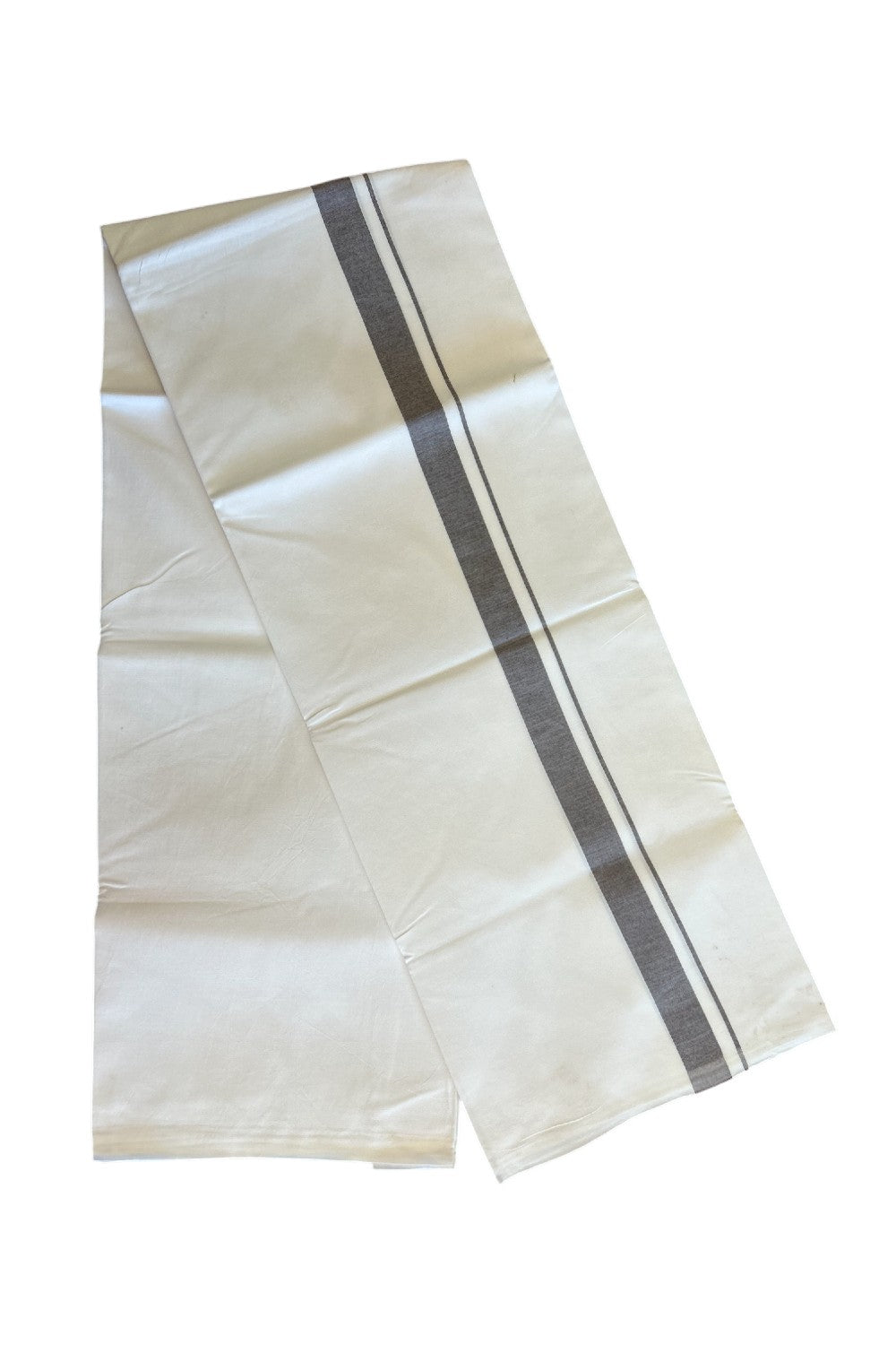 28% DISCOUNT! KaithariKada Balaramapuram 100% Cotton Pure WHITE Single Mundu/Dhoti-100s 1.5 inch Maroon kara- 3KK5043ASH