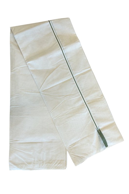 26% Discount KaithariKada Balaramapuram 100% Cotton Off White - (Unbleached)- Double Mundu/Dhoti-100x100 1.5cm  Sage Green Chutty Kara - 126