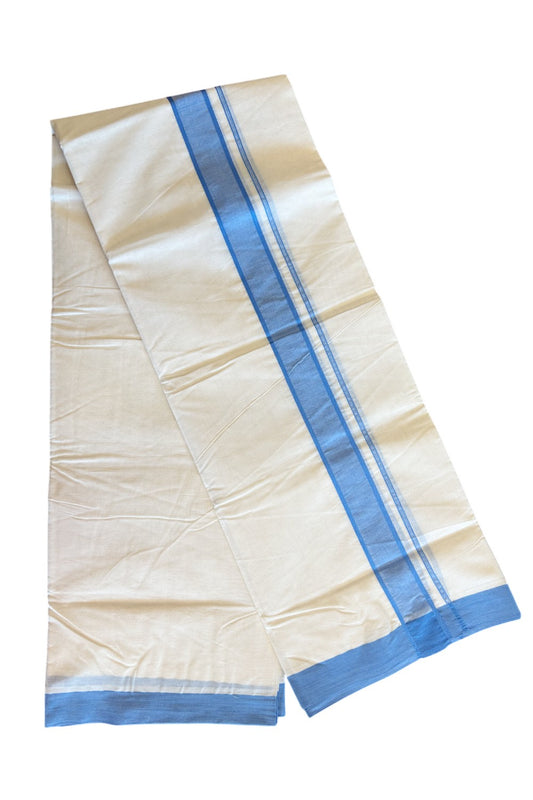 10% Discount KaithariKada Balaramapuram 100% Cotton Double Off white - (Unbleached) - Mundu/Dhoti-100x100 - 2. inch Electric Blue Kara - 155