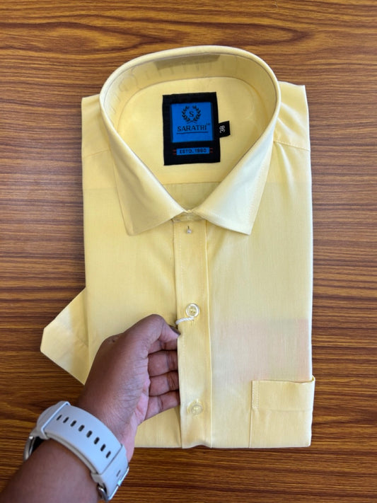 10%DISCOUNT!  NEW !! Kaitharikada-  Cotton Sarathi YELLOW HALF Sleeve Shirt.- 3KK6014SAR