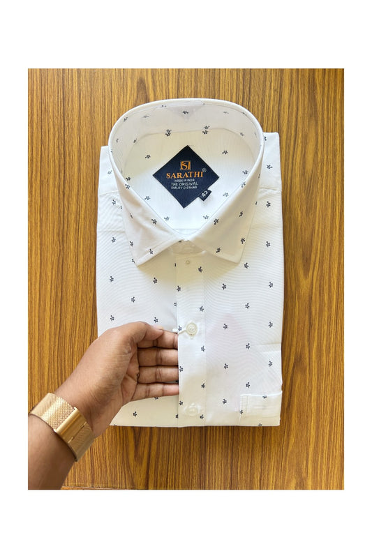 10% DISCOUNT! NEW!! Kaitharikada - Cotton PURE WHITE SARATHI The Original Quality Clothing PRINTED FULL Sleeve shirt - 3KKS6005SAR