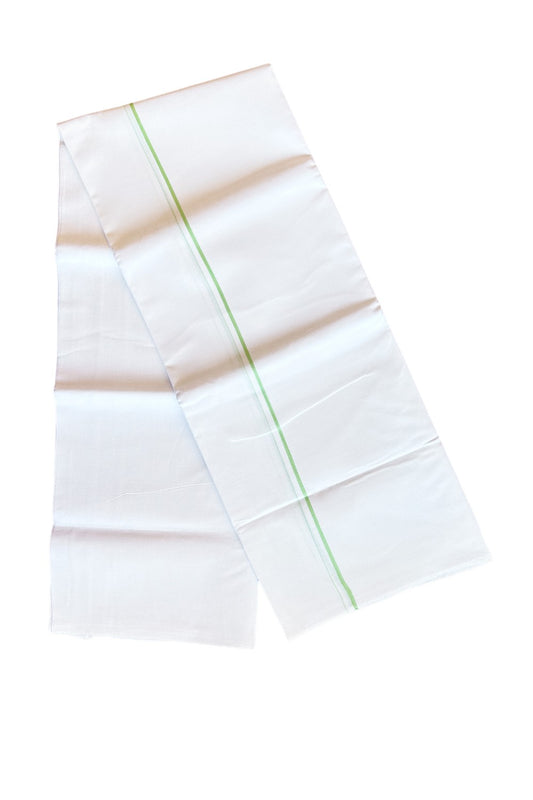 30% OFFER! KaithariKada 100% Cotton Balaramapuram HANDLOOM Single PURE WHITE Mundu/Dhoti - 1 Line  0.5 Inch Green kara-KK45KAI3