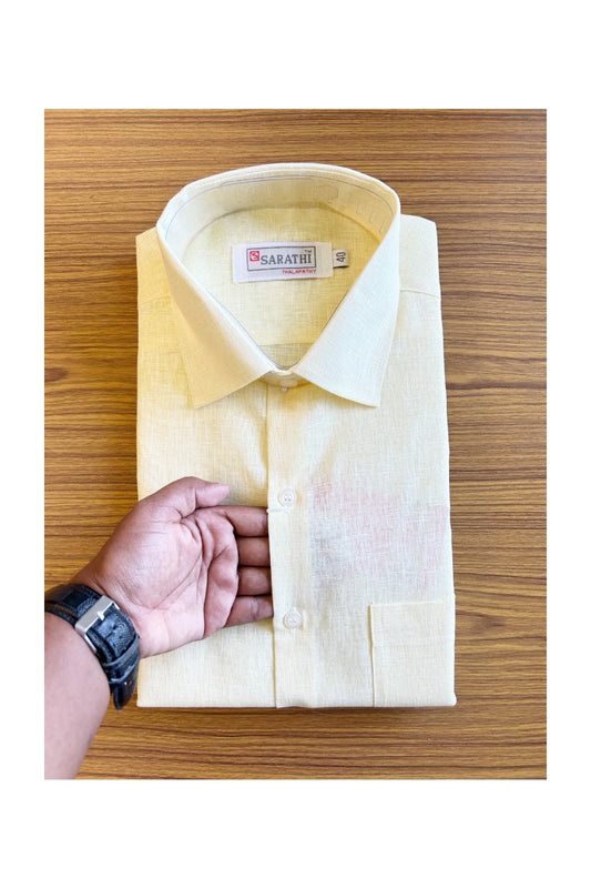 NEW !! Kaitharikada-  Cotton Mix Light Yellow Sarathi  Full Sleeve Shirt.- 31KK445SAR.