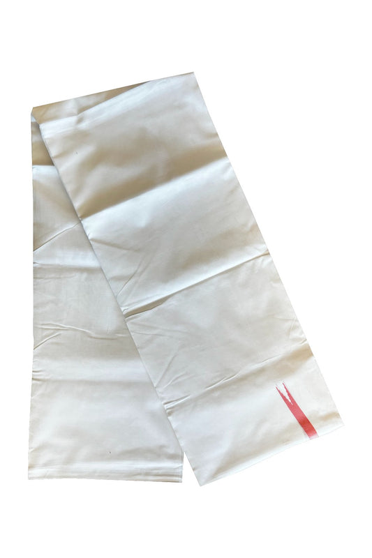 23% DISCOUNT!! KaithariKada Balaramapuram 100% Cotton PURE WHITE Double Mundu/Dhoti-100x100  1.cm Puliyilakkara   Chutty PEACH KARA.