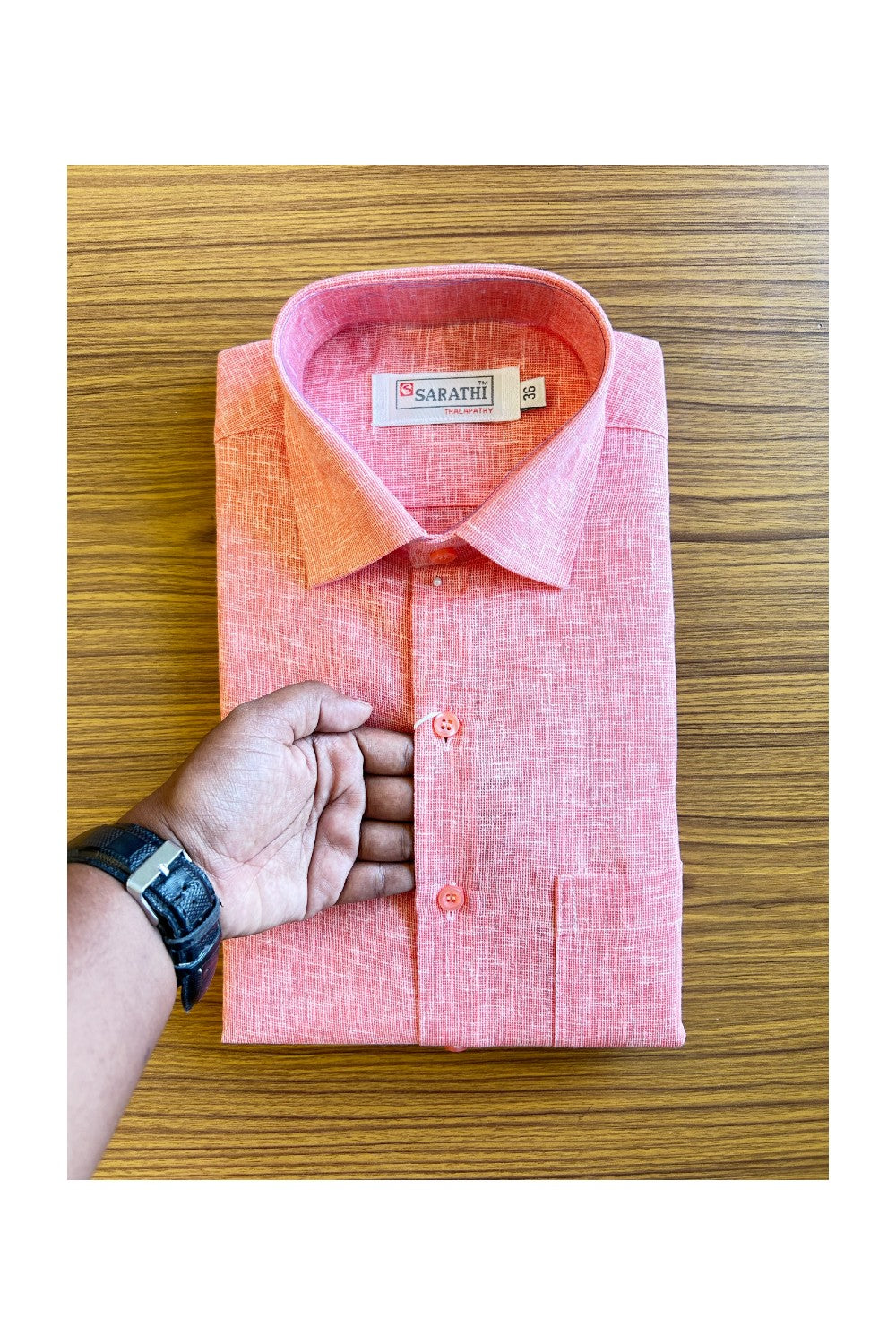 NEW !! Kaitharikada-  Cotton Mix  Light Red Sarathi  Full Sleeve Shirt.- 33KK445SAR.