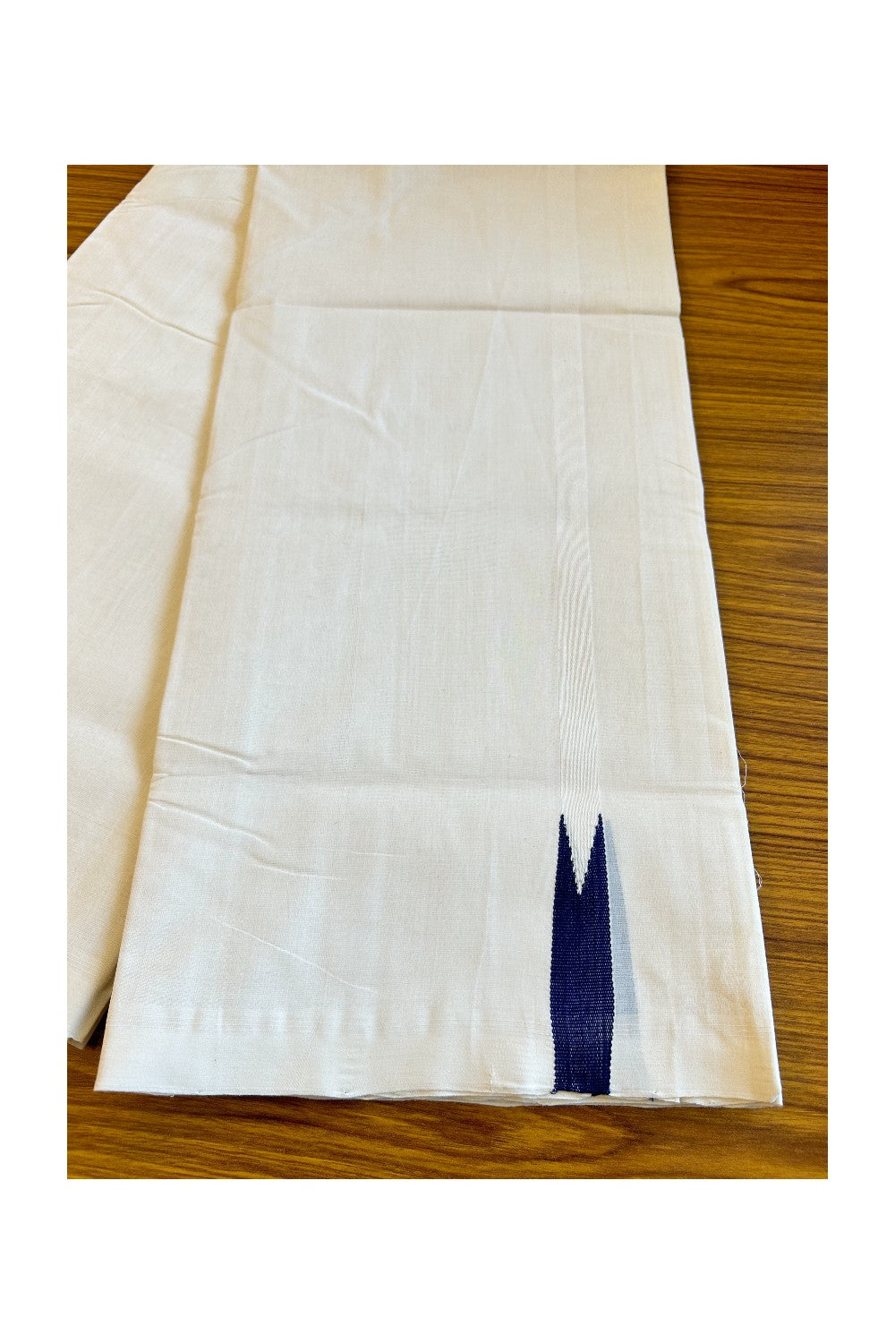 20% DISCOUNT! KaithariKada HANDLOOM UNAKKUPAAV BALARAMAPURAM - 100% PURE Cotton 100x100 Double Mundu/Dhoti OFF WHITE (Unbleached) - PULIYILAKKARA Navy blue chutty - 33KK456KK