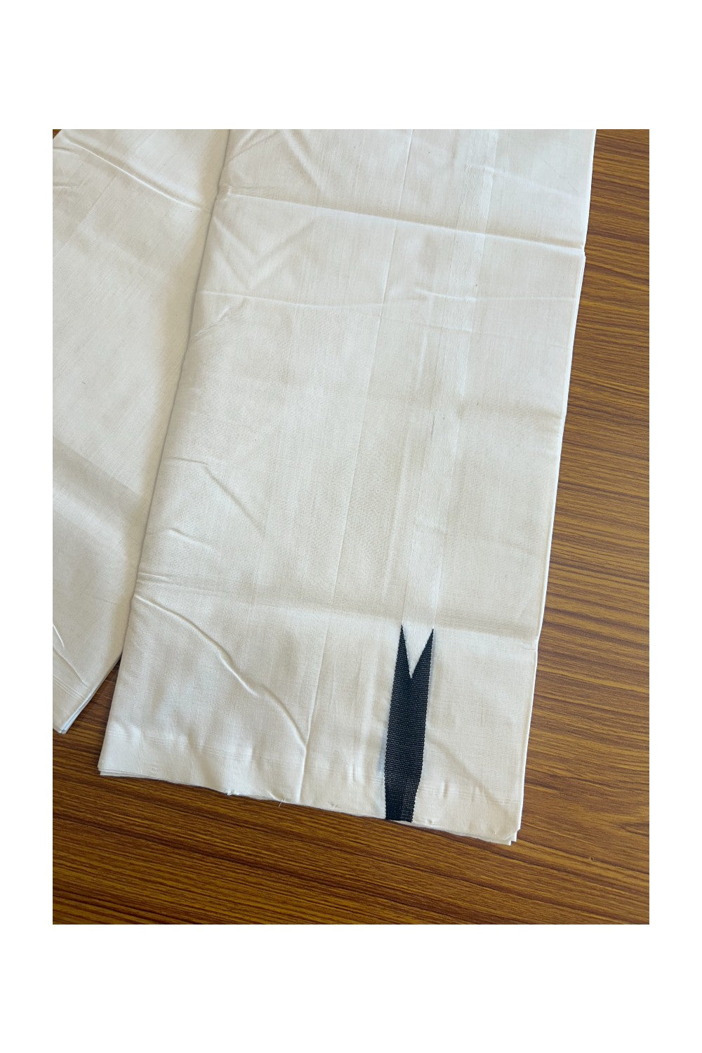 30% DISCOUNT! KaithariKada HANDLOOM UNAKKUPAAV BALARAMAPURAM - 100% PURE Cotton 100x100 Double Mundu/Dhoti OFF WHITE (Unbleached) - 0.75 inch Puliyilakkara Black chutty - 36KK5105RAM